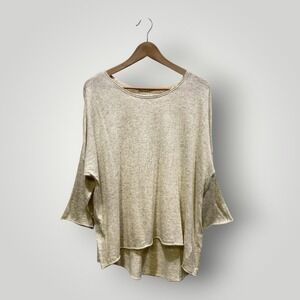 Namsar Organic Cashmere Sweater Womens OS Oatmeal Heather High Low Knit Nepal